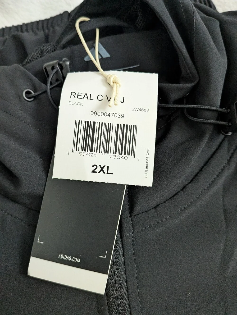 Adidas Black Real Madrid Hooded Windbreaker Jacket - Picture 8 of 8